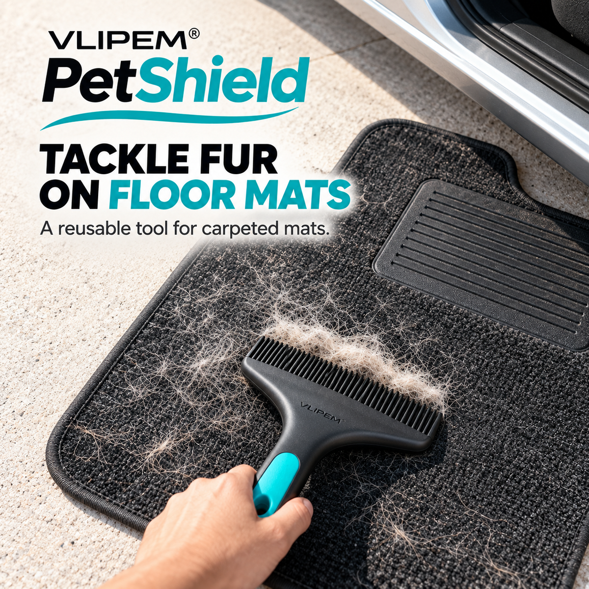 VLIPEM® PetShield Reusable Pet Hair Remover for Car Seats & Mats