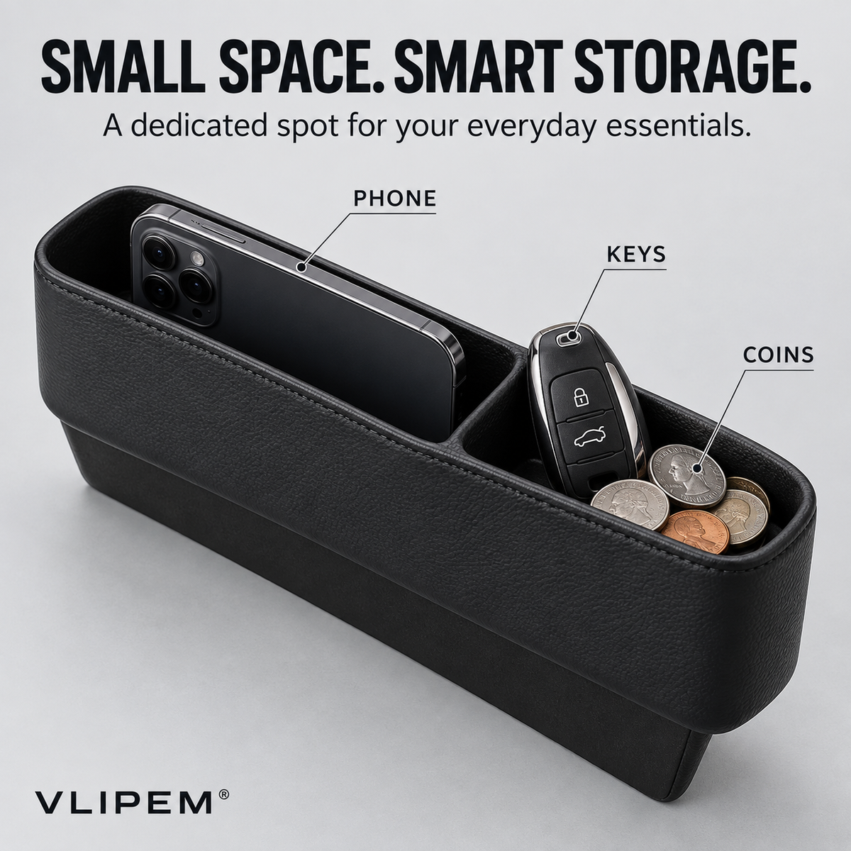 VLIPEM® GapGuard Car Seat Gap Organizer for Phone, Keys & Coins