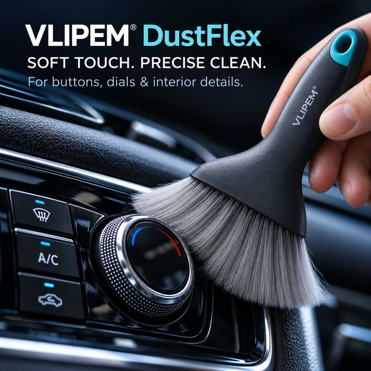 VLIPEM® DustFlex Soft-Bristle Car Interior Detailing Brush