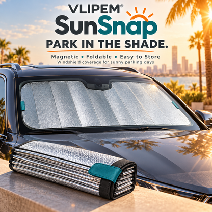 VLIPEM® SunSnap Foldable Magnetic Windshield Sun Shade for Cars