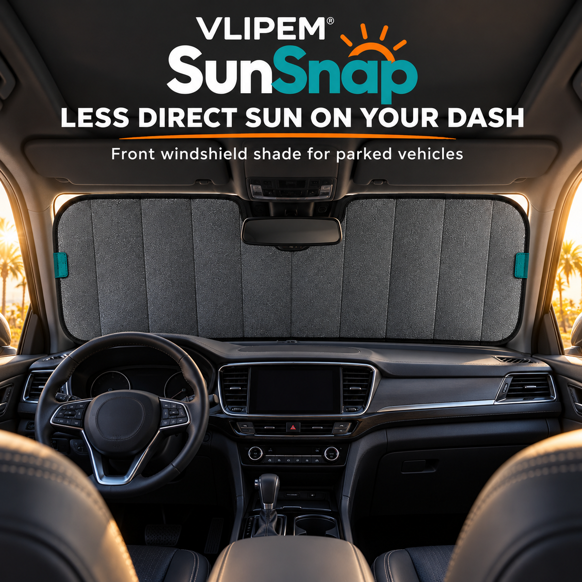 VLIPEM® SunSnap Foldable Magnetic Windshield Sun Shade for Cars