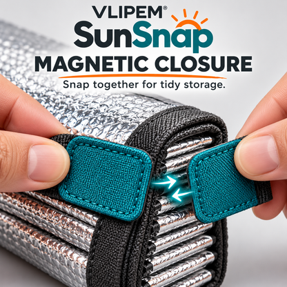 VLIPEM® SunSnap Foldable Magnetic Windshield Sun Shade for Cars