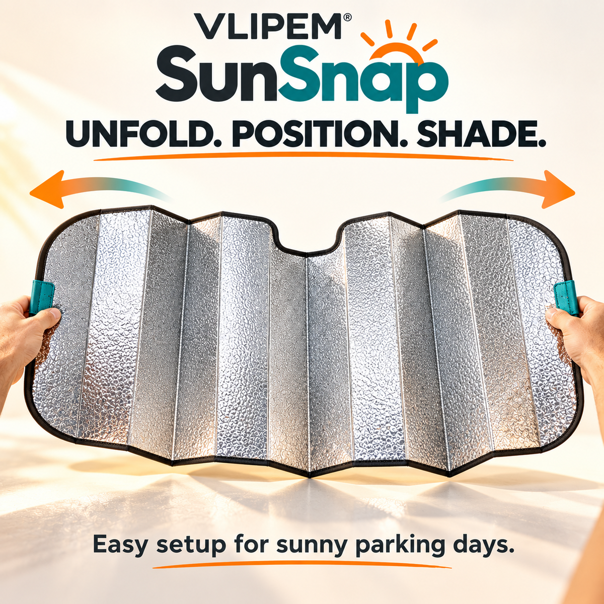 VLIPEM® SunSnap Foldable Magnetic Windshield Sun Shade for Cars