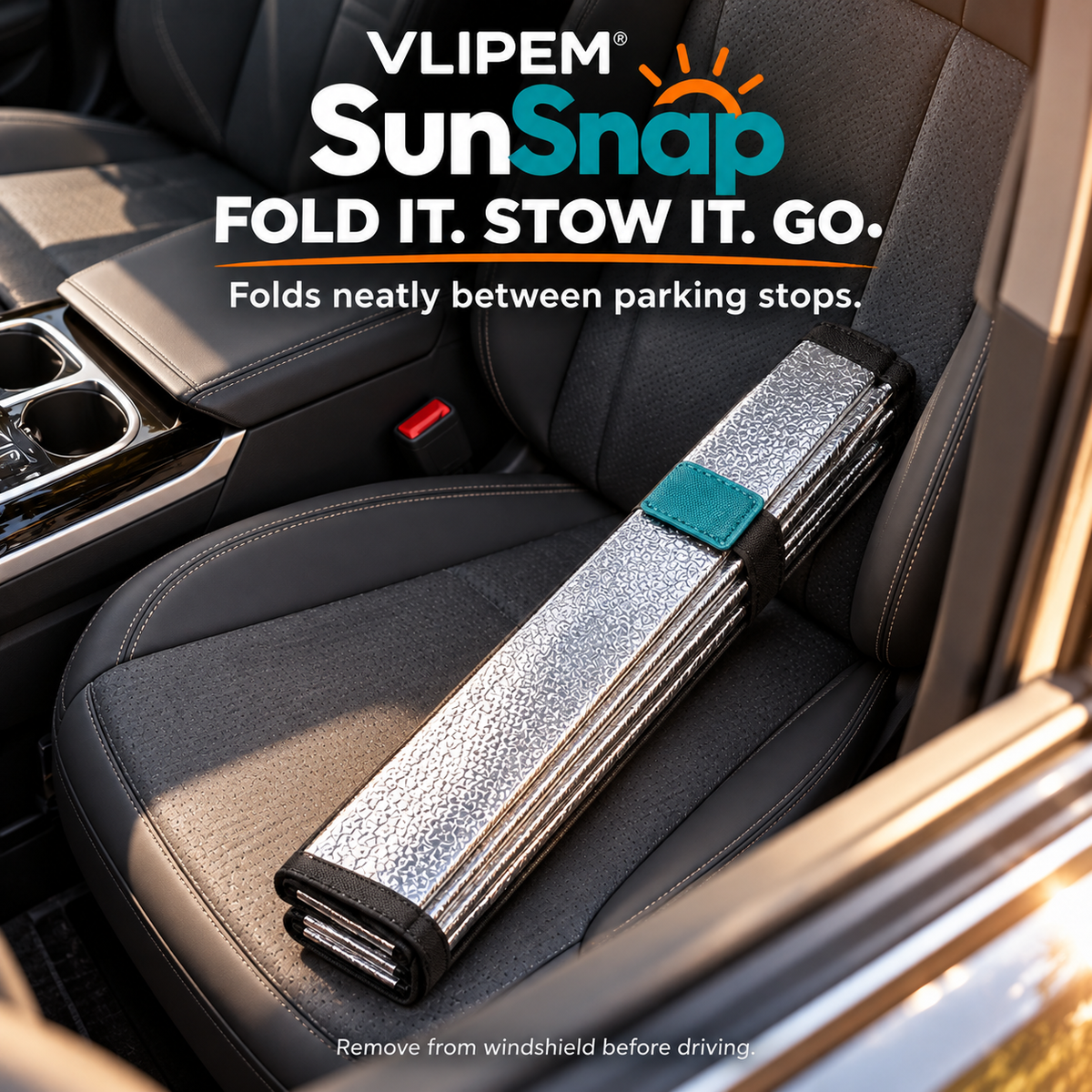 VLIPEM® SunSnap Foldable Magnetic Windshield Sun Shade for Cars