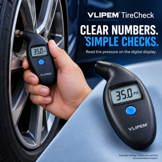 VLIPEM® TireCheck Portable Digital Tire Pressure Gauge for Cars