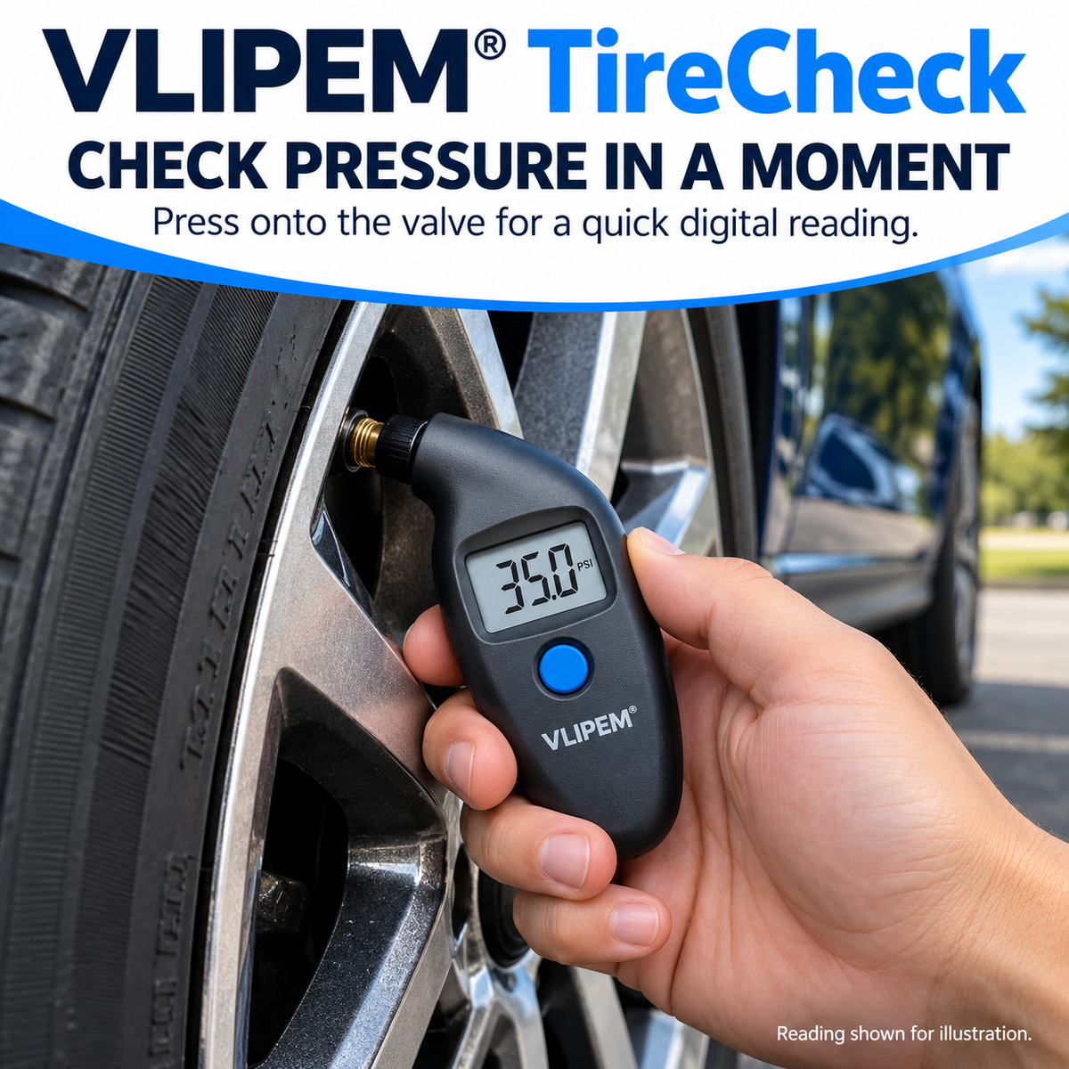 VLIPEM® TireCheck Portable Digital Tire Pressure Gauge for Cars