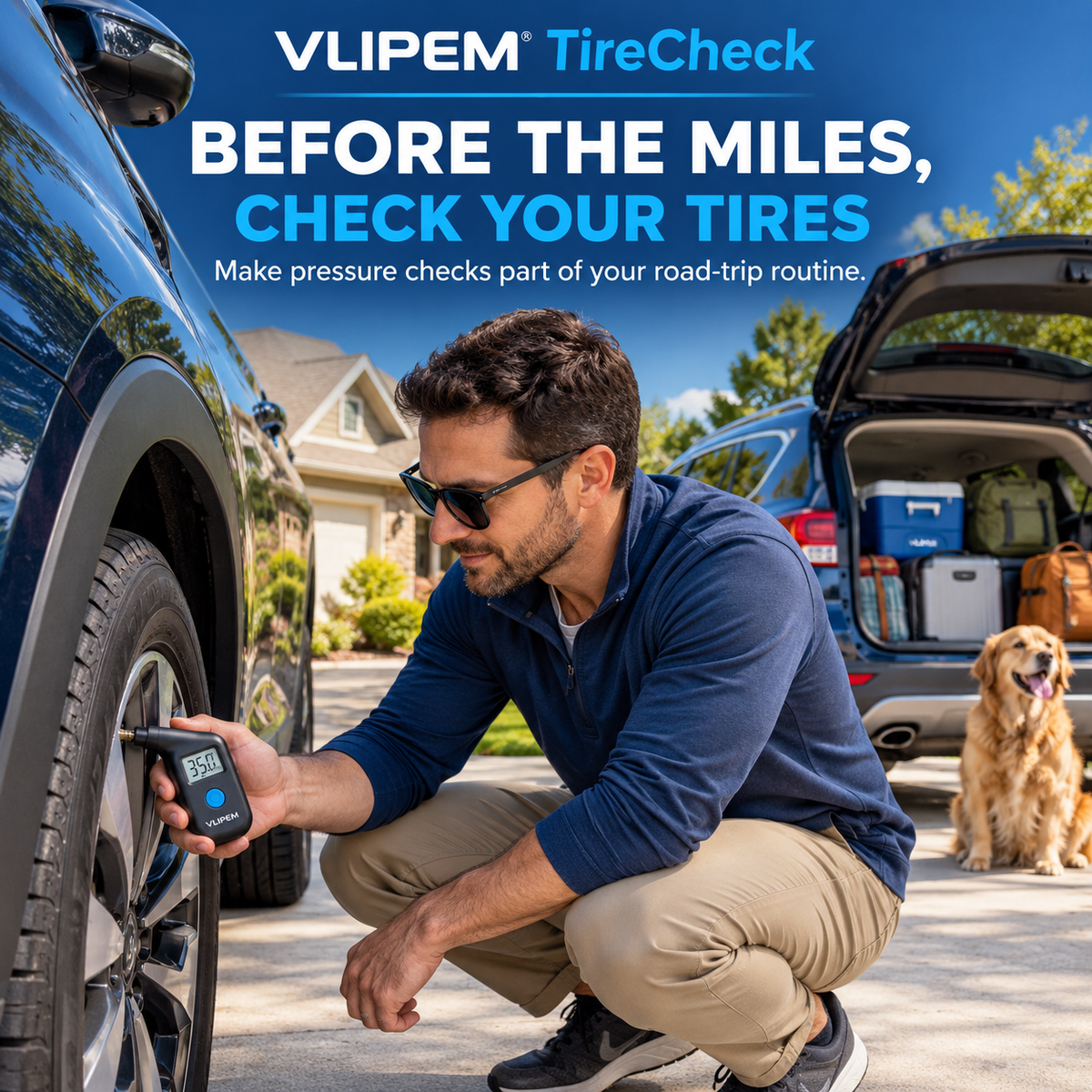 VLIPEM® TireCheck Portable Digital Tire Pressure Gauge for Cars