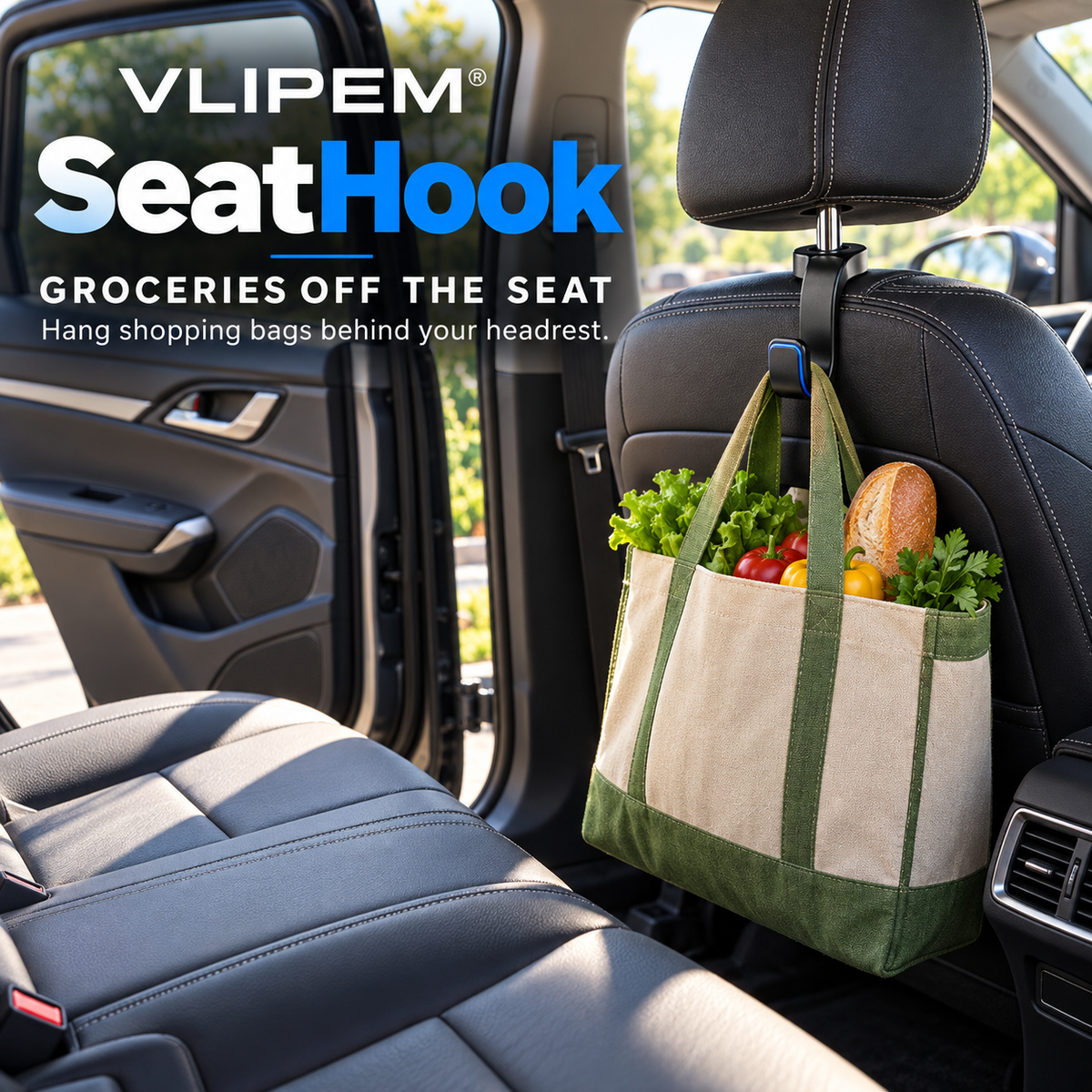 VLIPEM® SeatHook Car Headrest Hanger for Shopping Bags & Purses