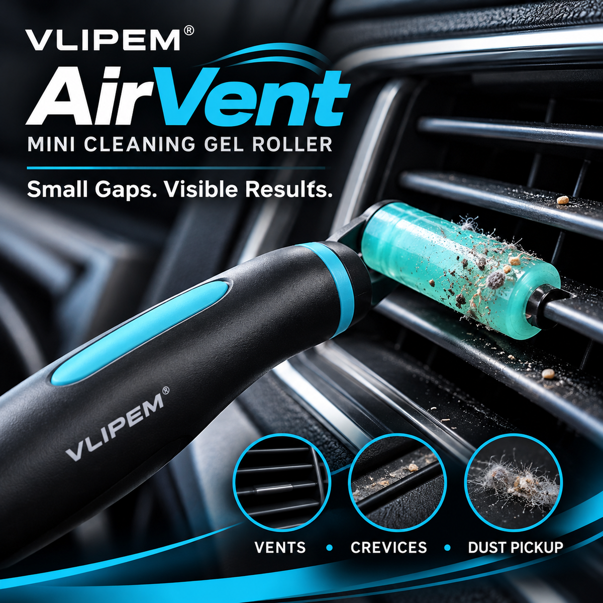 VLIPEM® AirVent Mini Gel Roller for Car Vents & Tight Crevices